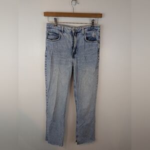 Zara Raw Hemmed Straight Leg Ankle Jeans, Sz 8